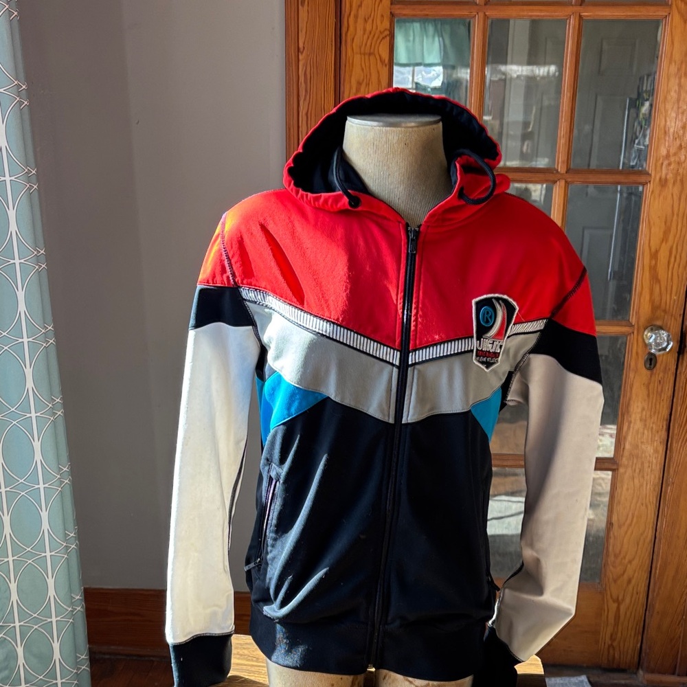 Jack and Jones Red and Black Hooded Bomber Jacket